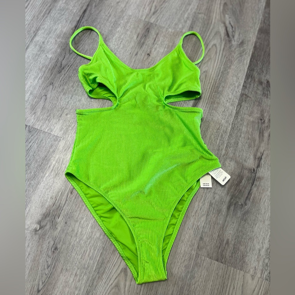 Aerie Shine Rib Voop Cheeky One Piece Swimsuit size S
